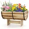 Natural Acacia Wood Planter Box with Drainage Gaps Rustic Barrel-Style Garden Pot for Outdoors
